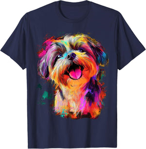 Shih Tzu Dog Motif Pet Art Shih Tzu T-Shirt - T-Shirt | Navy