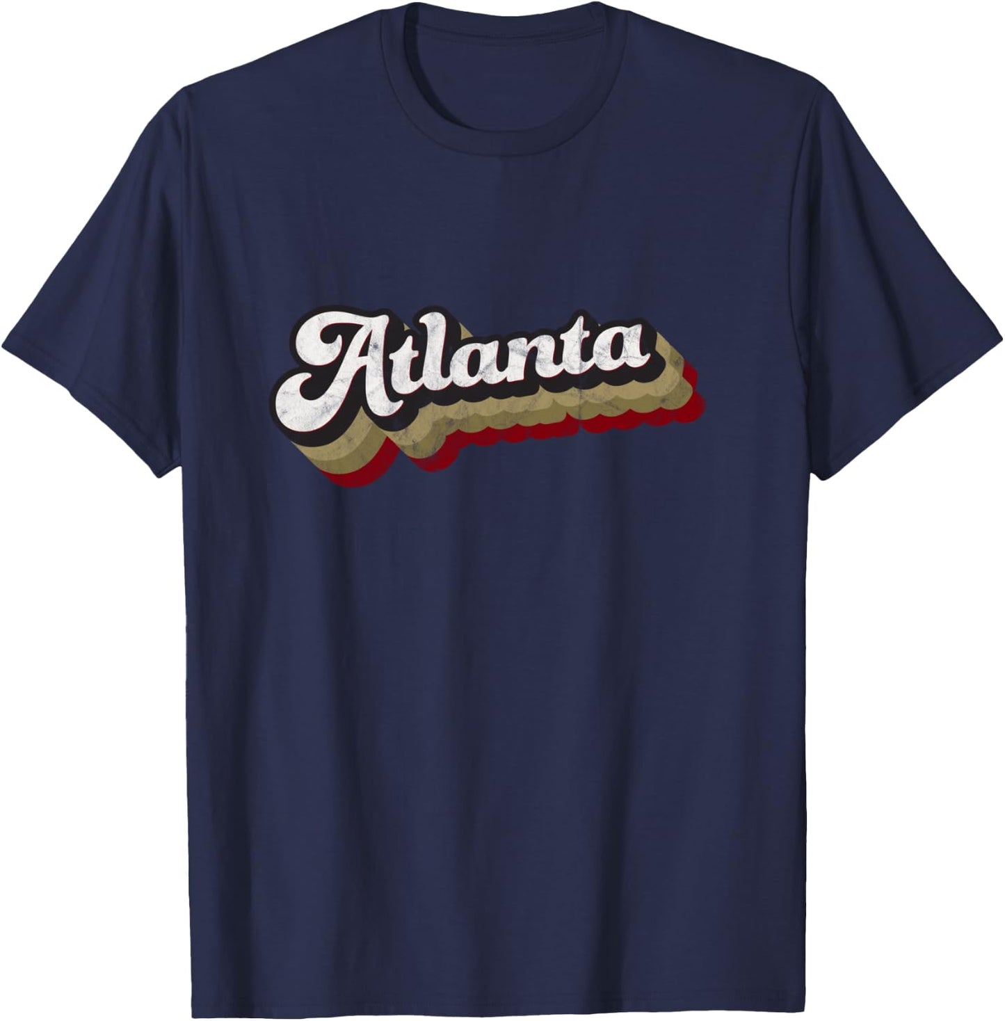 United Atlanta Soccer Distressed Retro Baseball Script T-Shirt - T-Shirt | Navy
