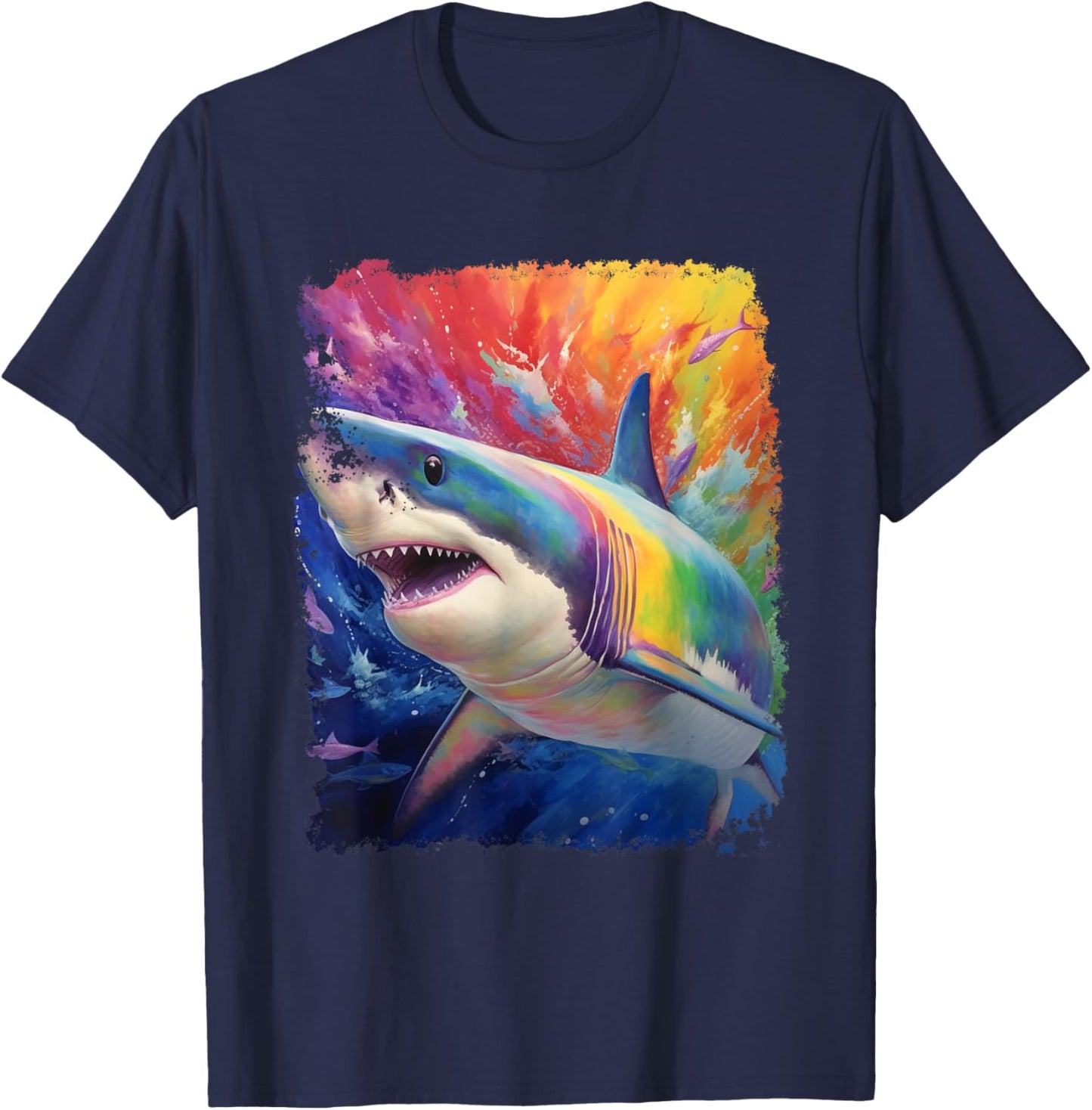 Pop Art Rainbow Shark T-Shirt - T-Shirt | Navy