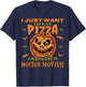 I Just Want To Eat Pizza And Watch Horror Movies, Halloween T-Shirt - T-Shirt | Navy