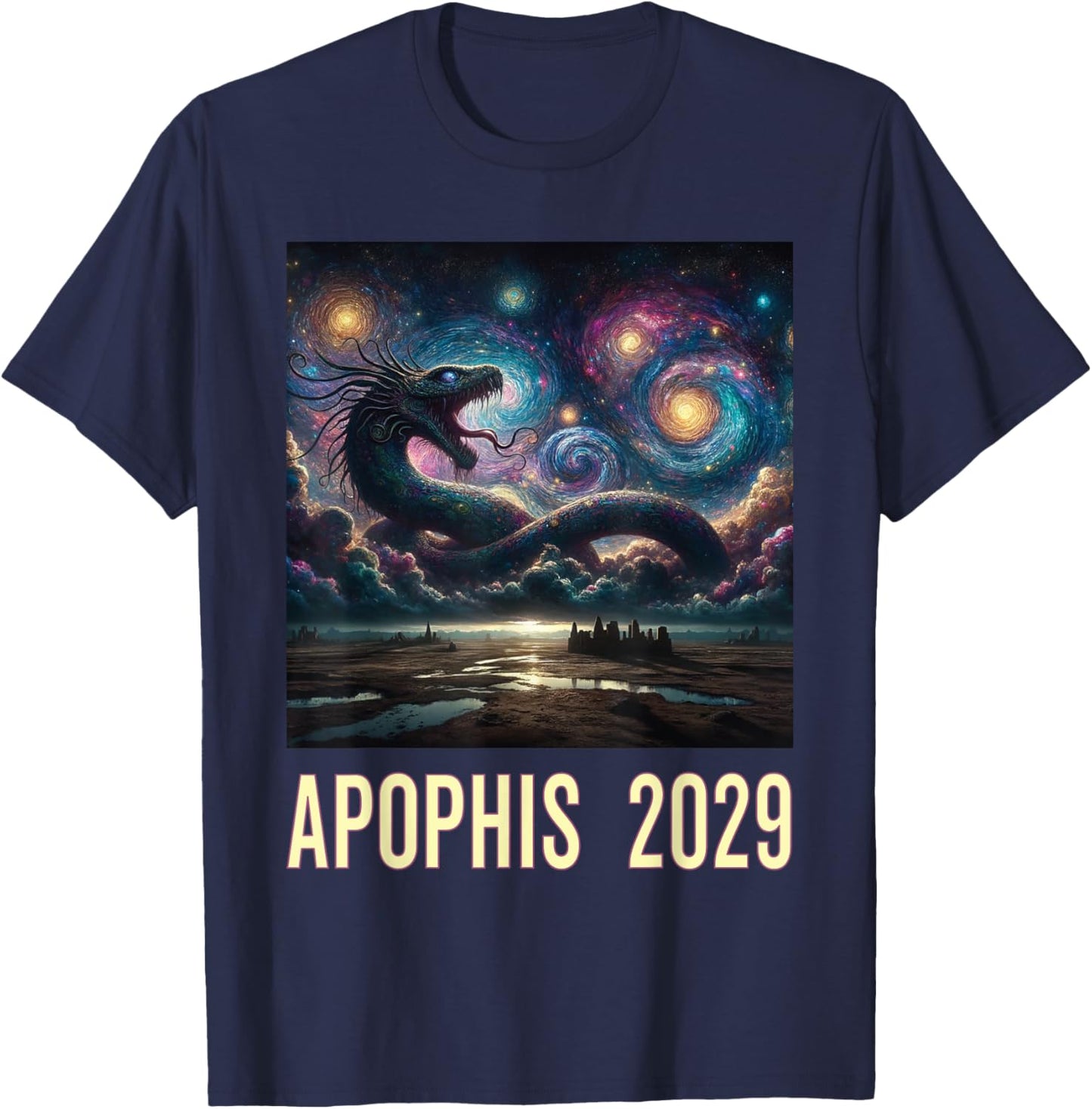 Colorful Asteroid Furious Apophis 2029 T-Shirt - T-Shirt | Navy