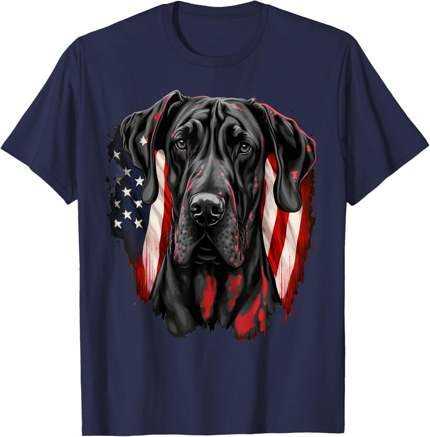 USA 4th of July Great Dane on Patriotic American Great Dane T-Shirt - T-Shirt | Navy