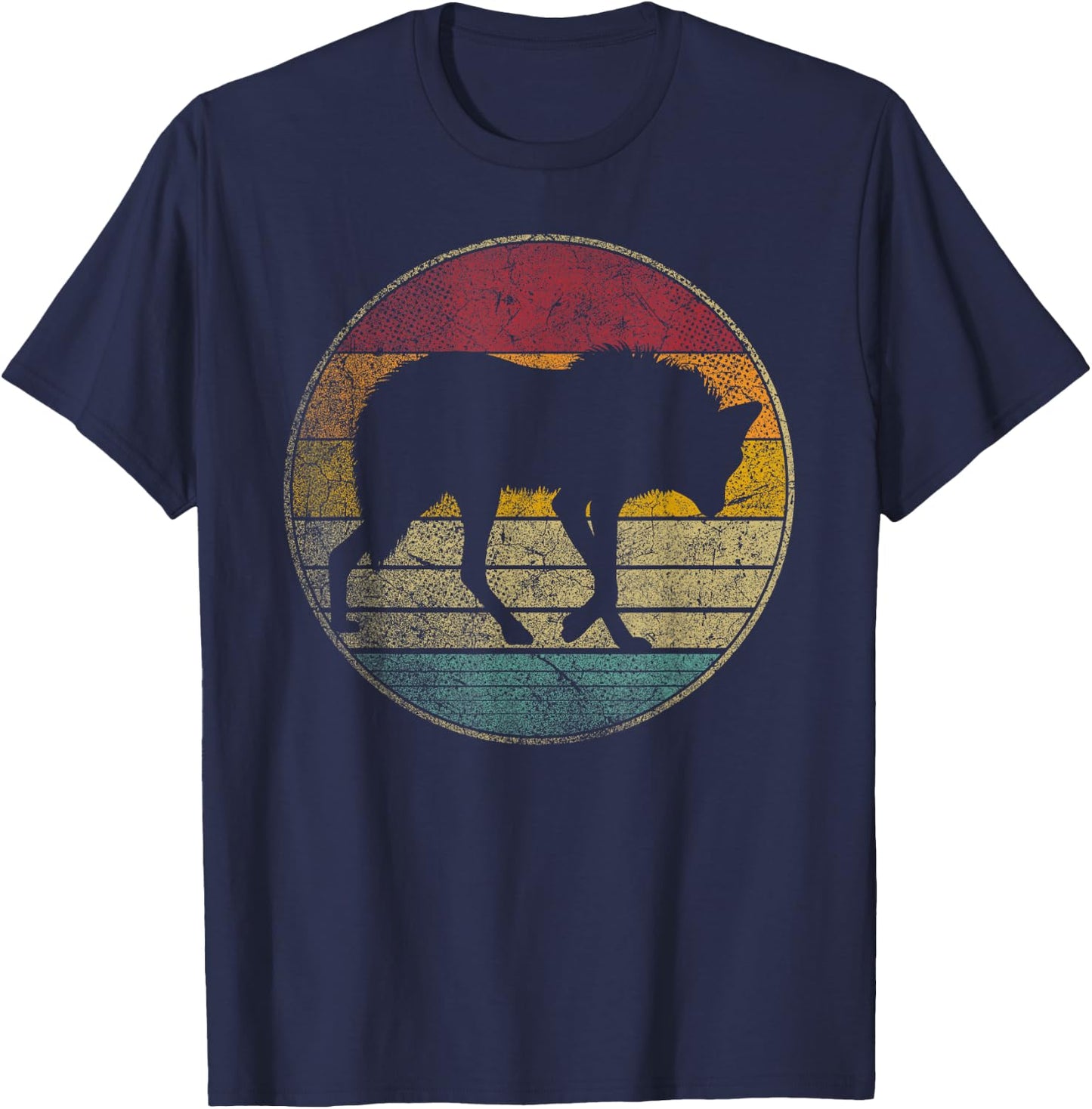 Maned Wolf - Retro Style Sunset Vintage 70s 80s 90s T-Shirt - T-Shirt | Navy