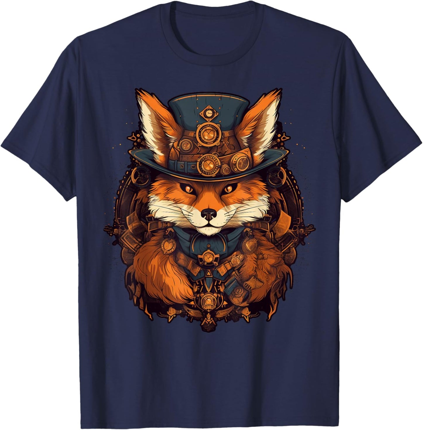 Steampunk Fox T-Shirt - T-Shirt | Navy