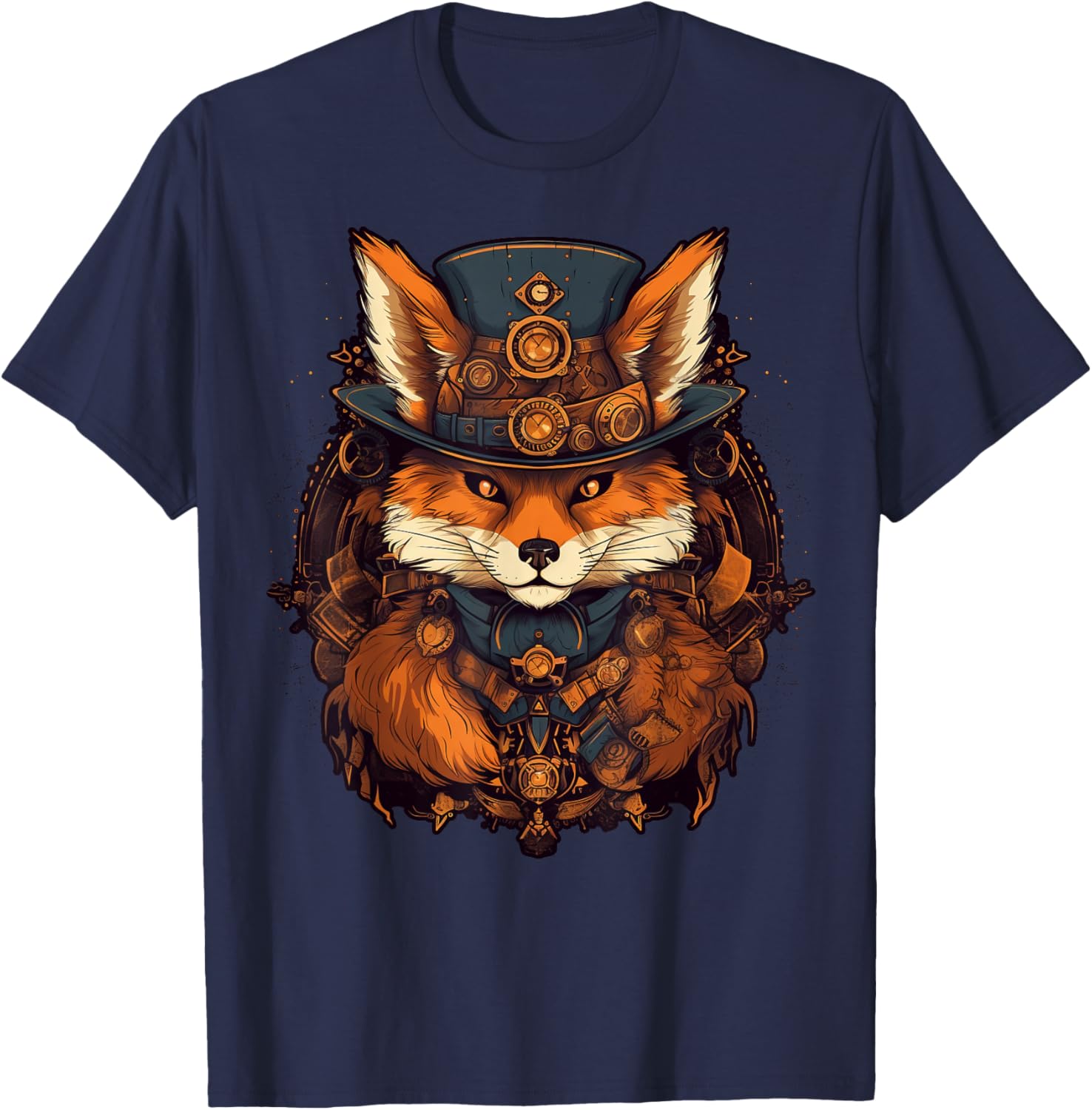 Steampunk Fox T-Shirt - T-Shirt | Navy