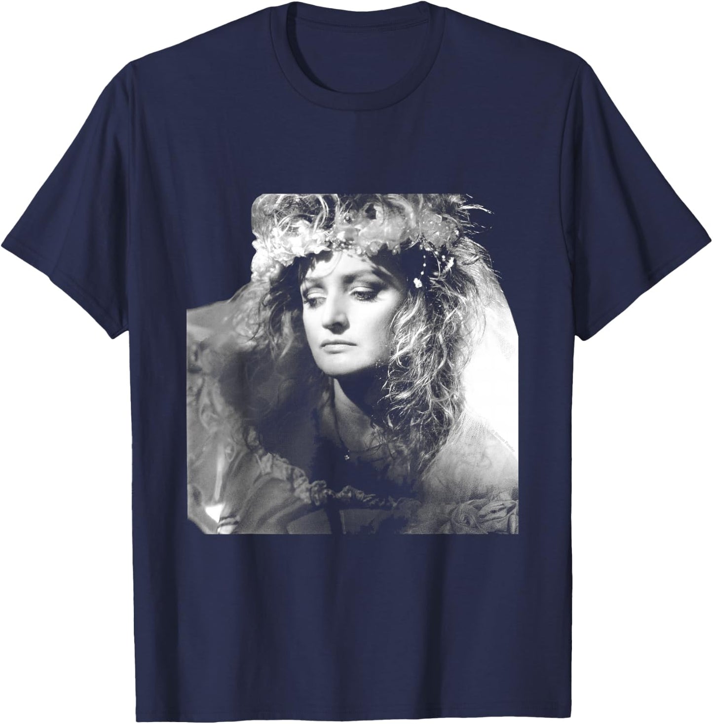 Singer Bonnie Tyler Floral Headdress By Simon Fowler T-Shirt - T-Shirt | Navy