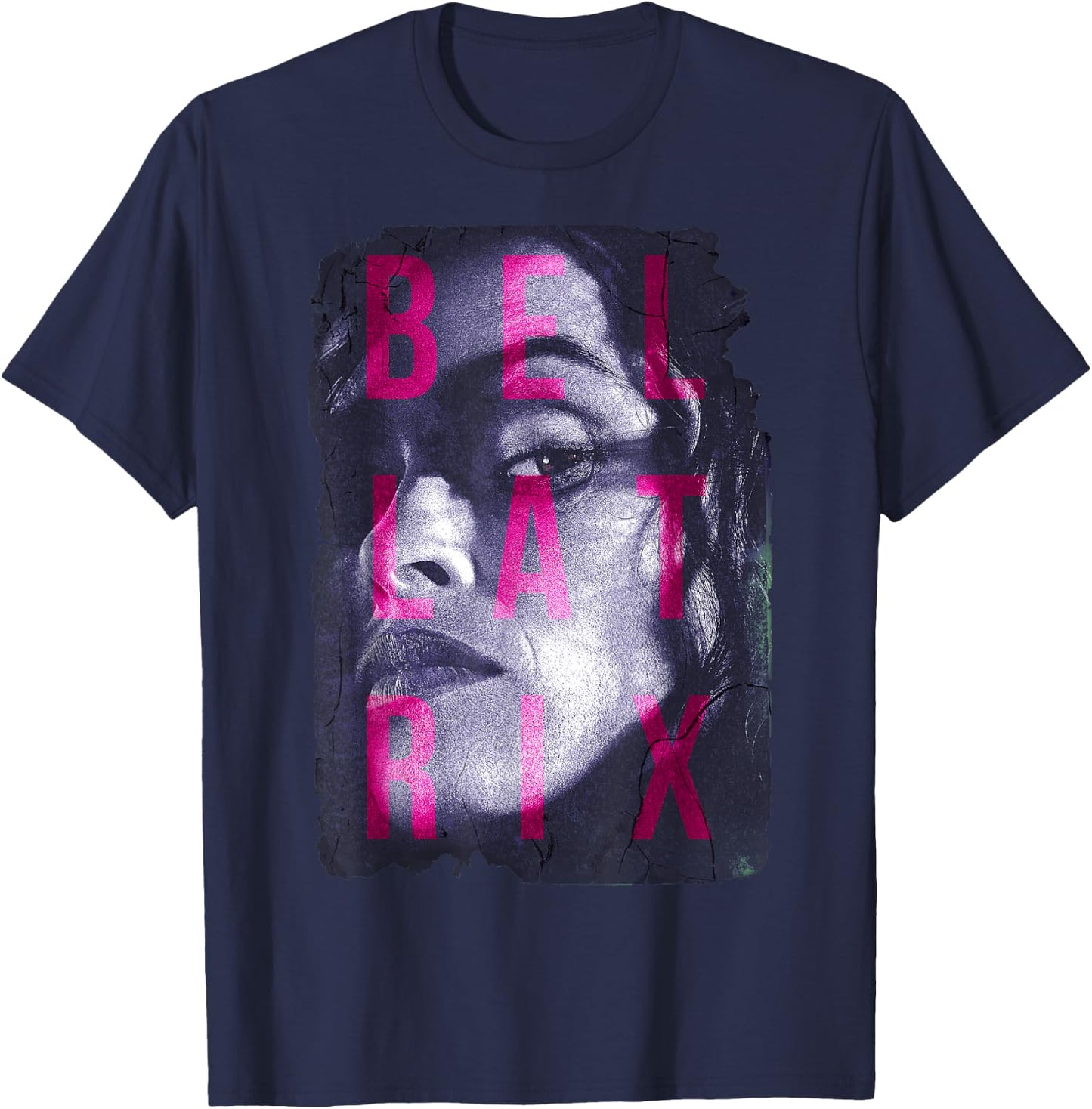 Harry Potter Bellatrix Lestrange Portrait Text Overlay Small T-Shirt - T-Shirt | Navy