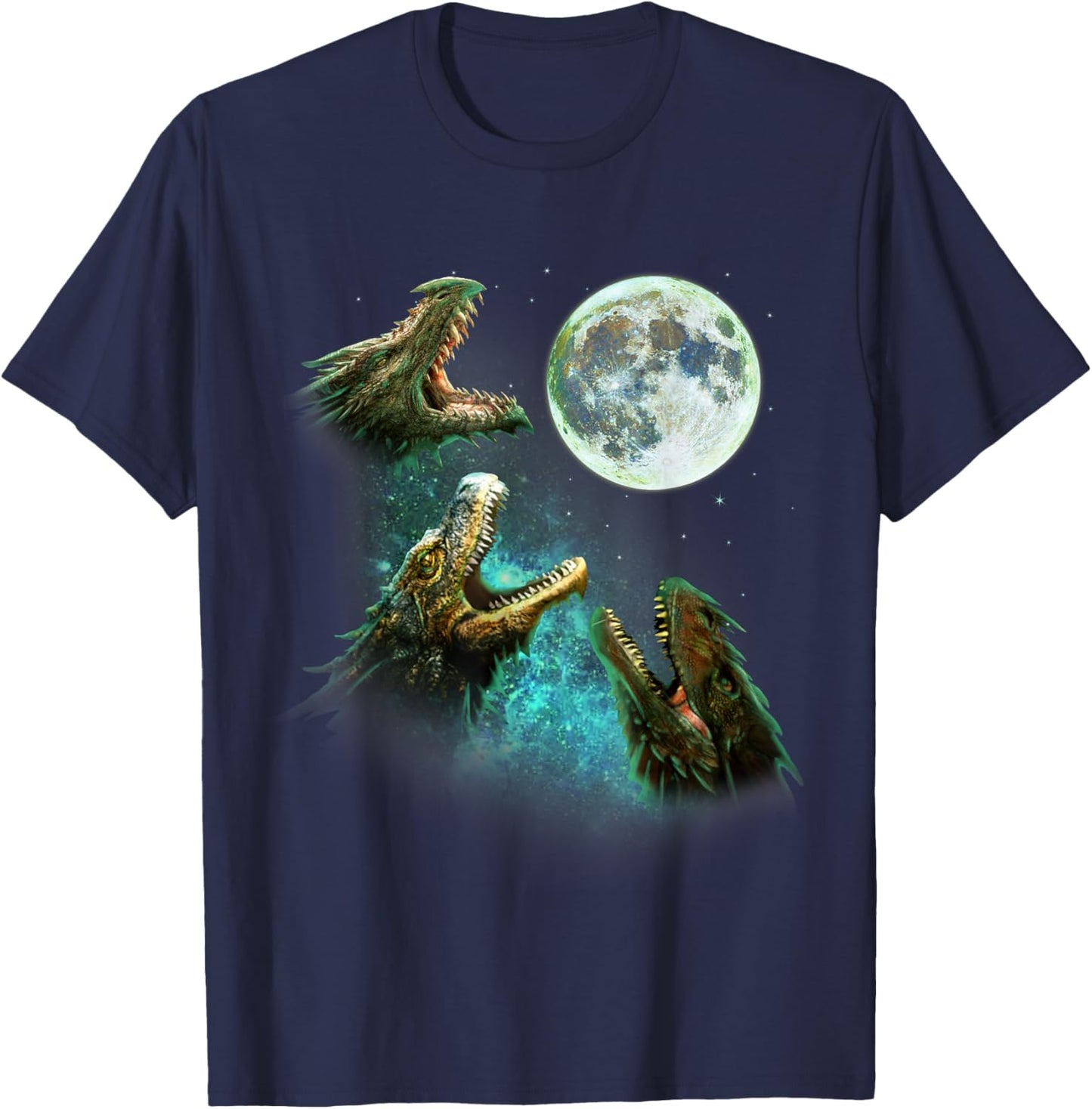 Three Dragons Howl At Moon 3 Wolfs Wolves - Funny Parody T-Shirt - T-Shirt | Navy