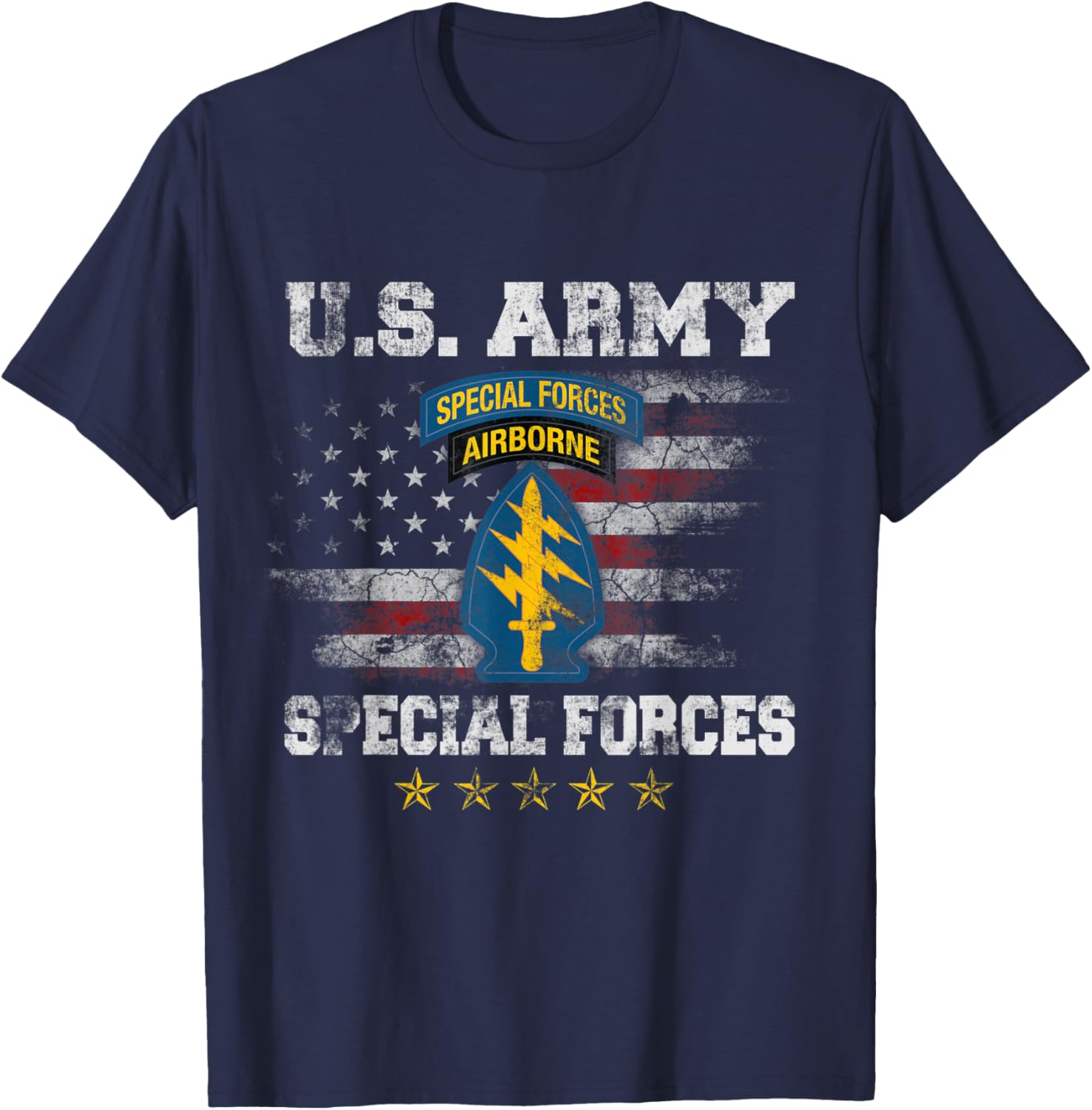 Special Forces Group Airborne Veteran Flag SFG 4th of July T-Shirt - T-Shirt | Navy