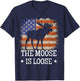 Funny The Moose is Loose Vintage American Flag Moose Lover Women Men T-Shirt - T-Shirt | Navy