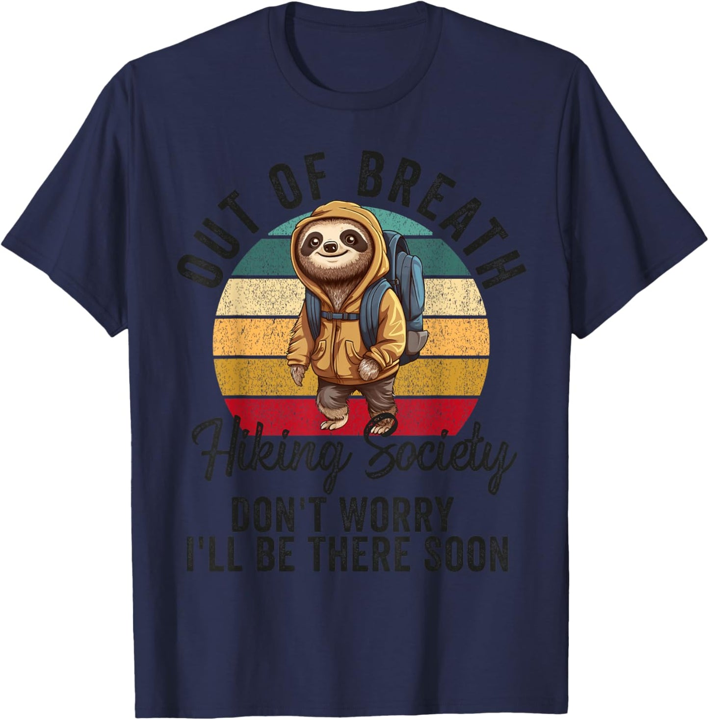 Out of Breath Hiking Society Women Hiker Nature Love T-Shirt - T-Shirt | Navy