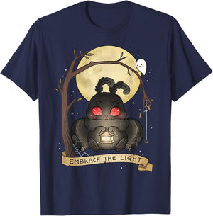 Embrace The Light Mothman Spooky Cute Cryptid Goth Halloween T-Shirt - T-Shirt | Navy