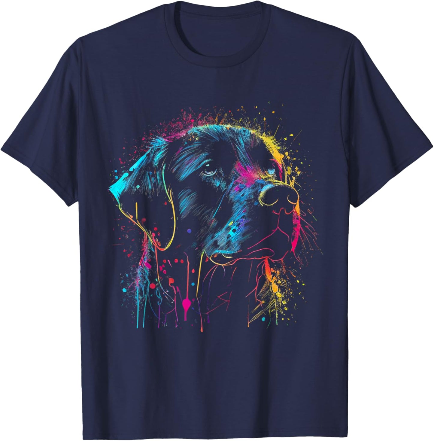Schwarzer Labrador Hund Malerei Aquarell Farbe Bunte Mama T-Shirt - T-Shirt | Navy