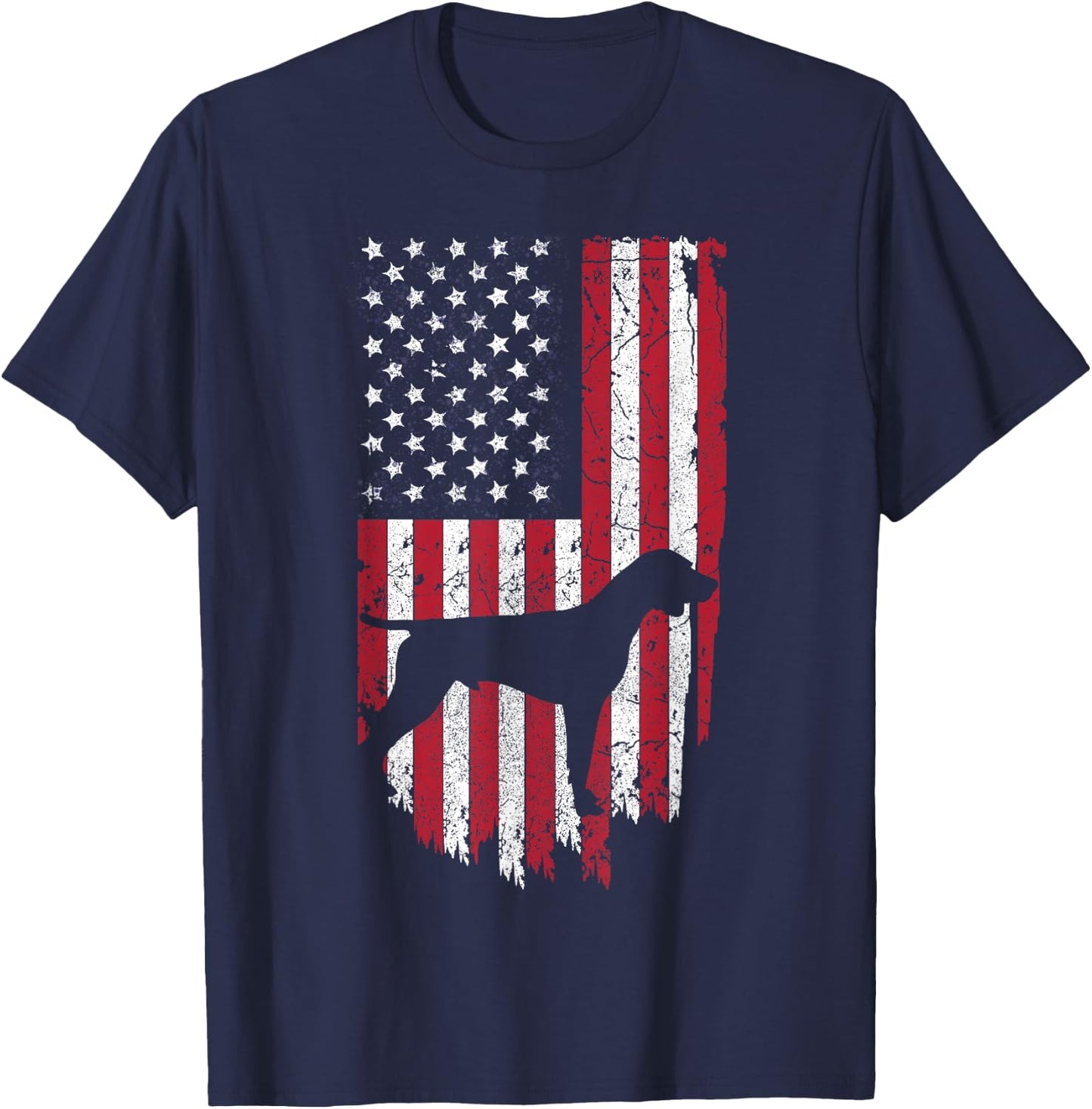 German Short-haired Pointer Dog Silhouette Shirts, American T-Shirt - T-Shirt | Navy