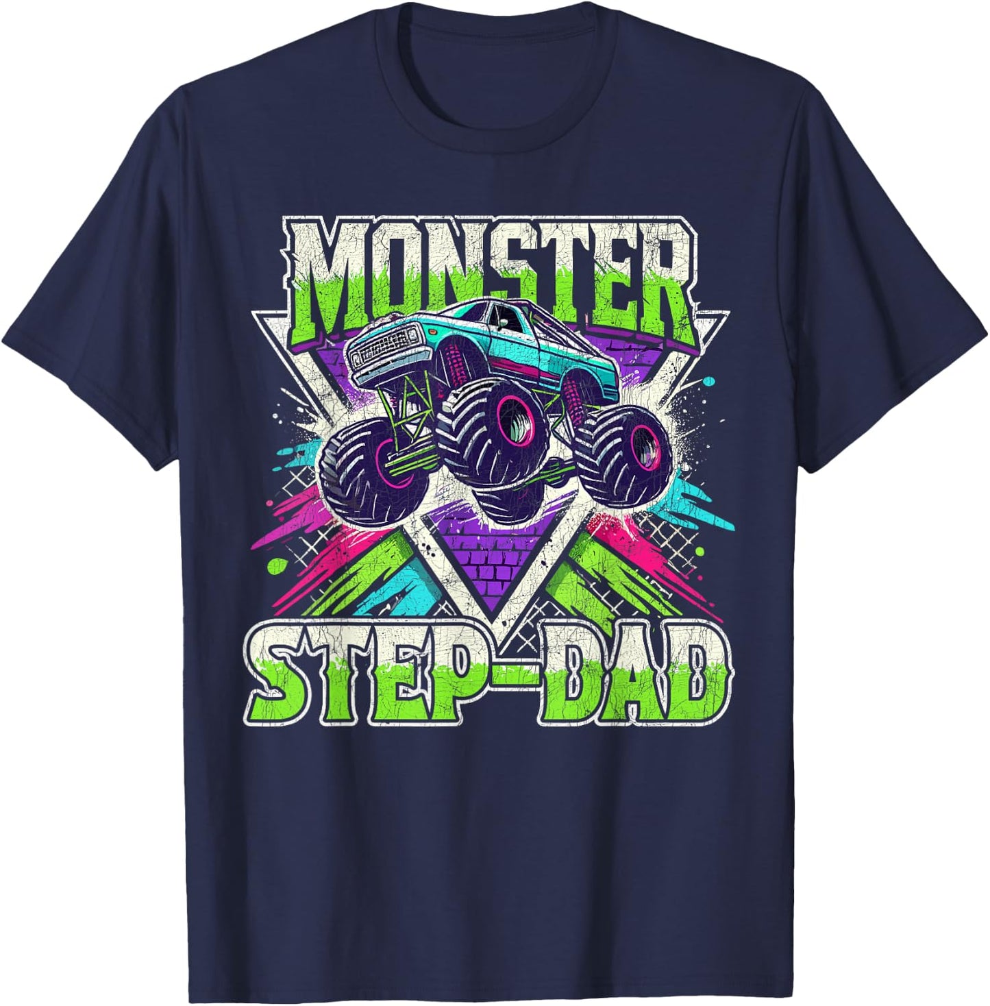 Matching Monster Truck Costume Jam Birthday Monster Step-dad T-Shirt - T-Shirt | Navy