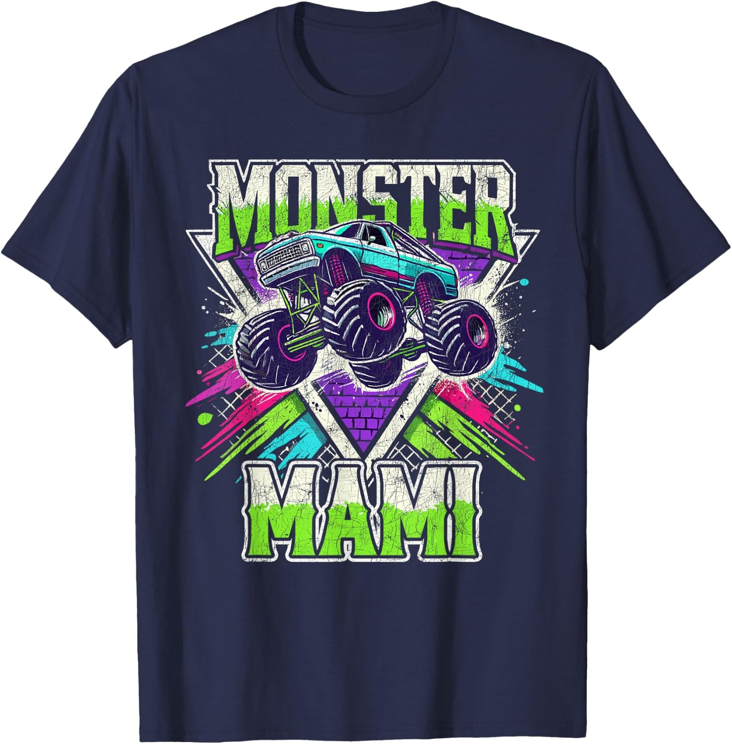 Matching Monster Truck Costume, Jam Birthday Monster Mami T-Shirt - T-Shirt | Navy