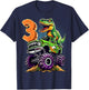 Monster Truck Dinosaur T-Rex 3rd Birthday Boy 3 Year Old T-Shirt - T-Shirt | Navy