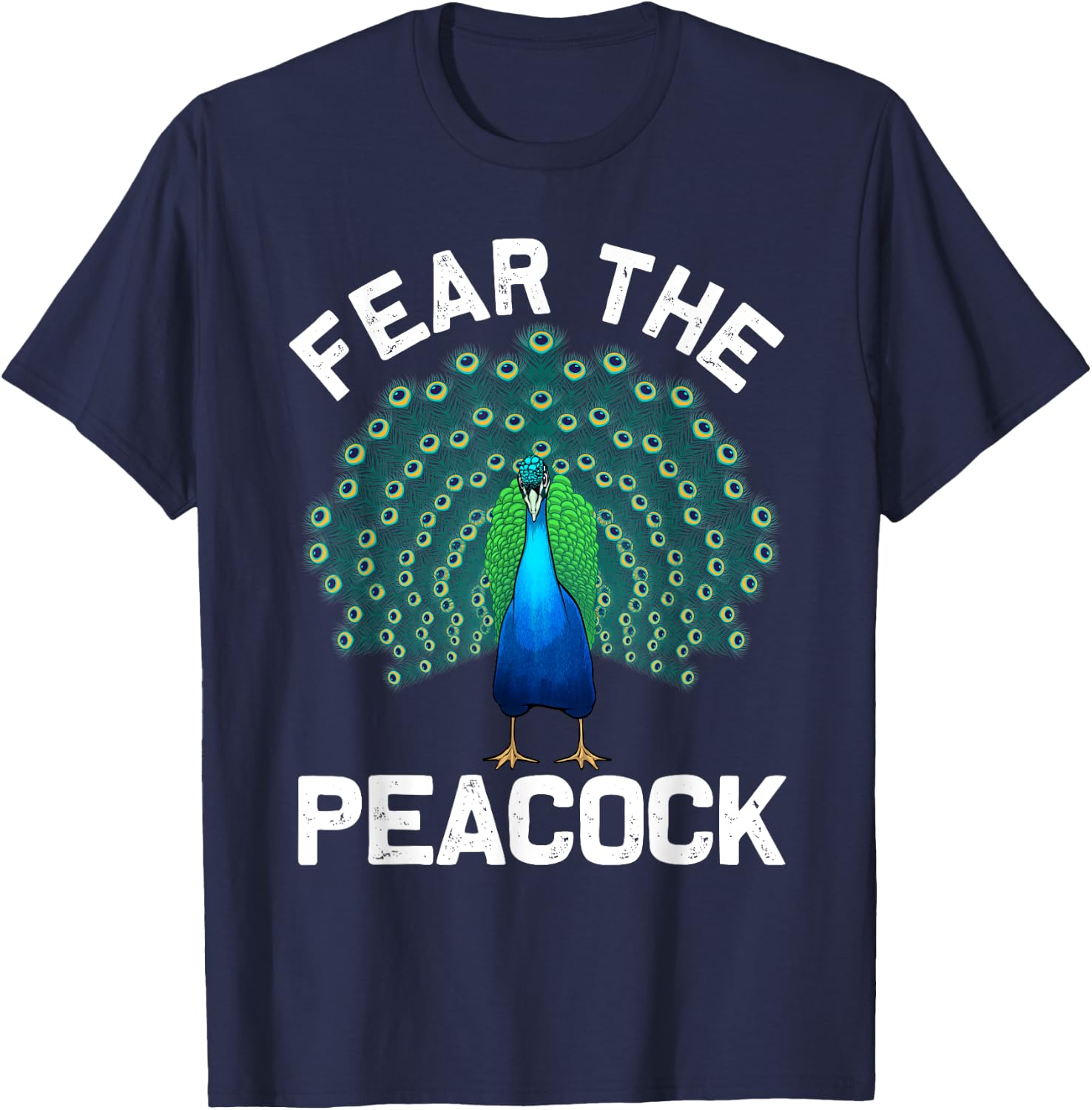 Funny Peacock Art Women Colorful Peacock Bird Lover T-Shirt - T-Shirt | Navy