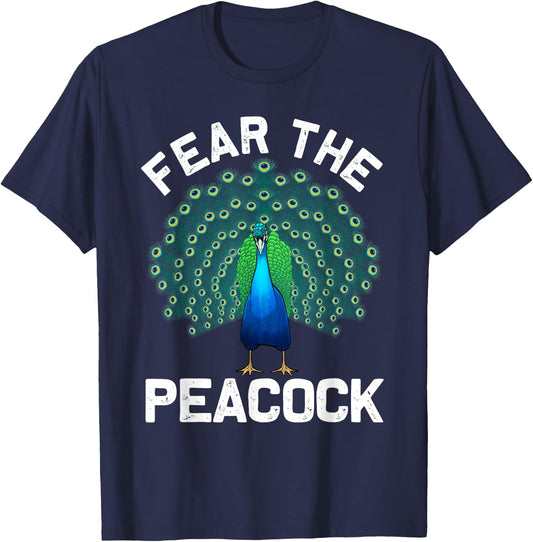Funny Peacock Art Women Colorful Peacock Bird Lover T-Shirt - T-Shirt | Navy