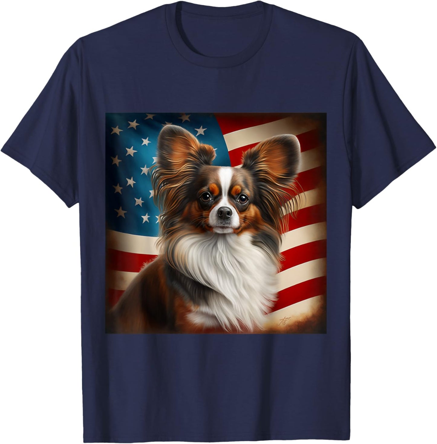 Papillon 4th of July - Papillon USA Women Kids Men T-Shirt - T-Shirt | Navy