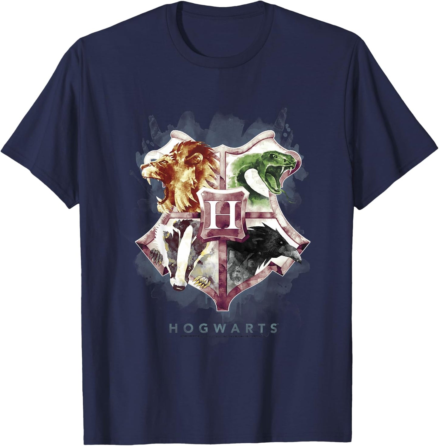 Kids Harry Potter Hogwarts Crest Watercolor T-Shirt - T-Shirt | Navy