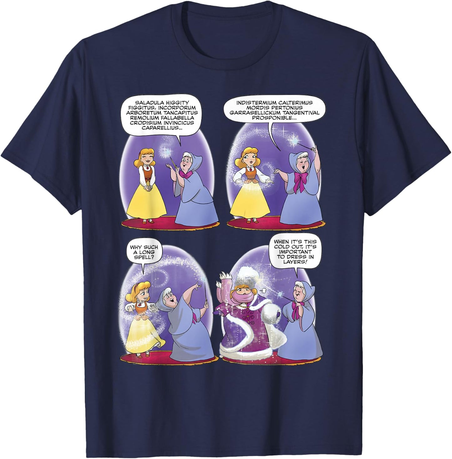 Disney Cinderella Fairy Godmother Dress In Layers Comic T-Shirt - T-Shirt | Navy