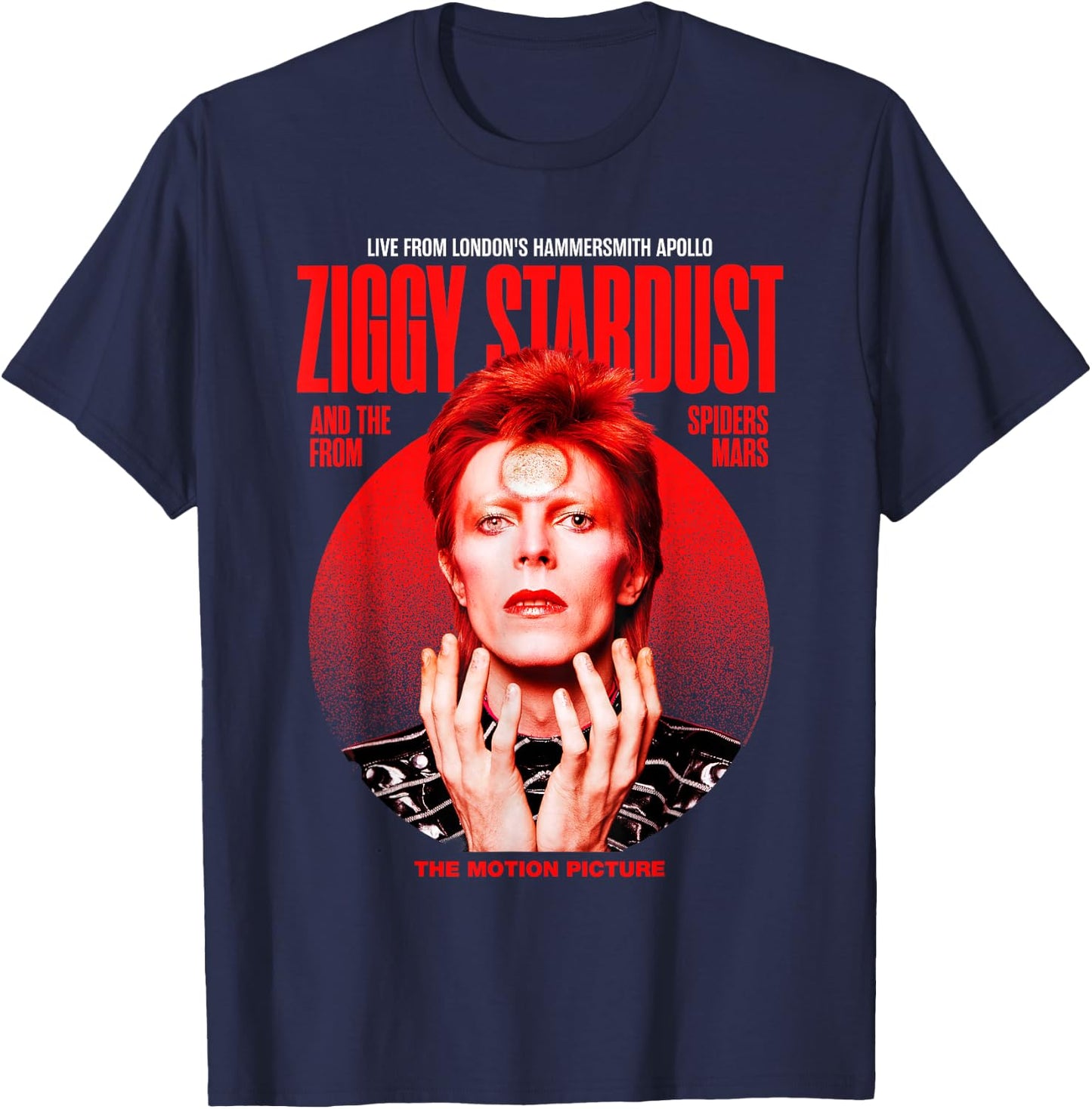 David Bowie Ziggy Stardust Motion Picture Color Sukita Photo T-Shirt - T-Shirt | Navy
