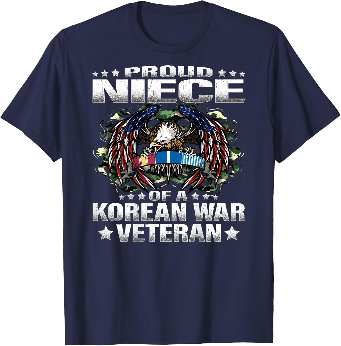 Proud Niece Of A Korean War Veteran Military Vet's Family T-Shirt - T-Shirt | Navy