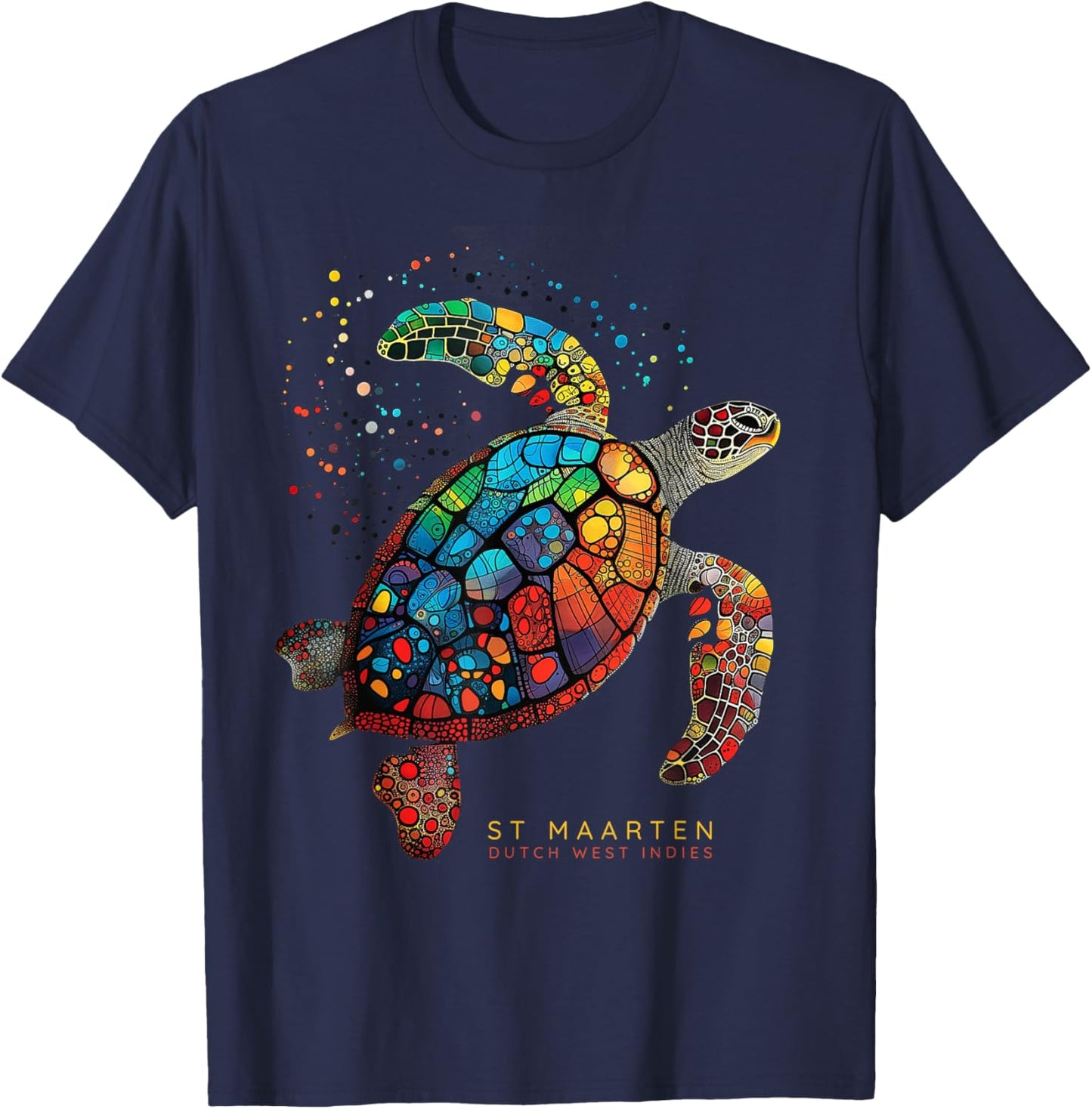 St Maarten Dutch West Indian Tribal Turtle St Martin T-Shirt - T-Shirt | Navy