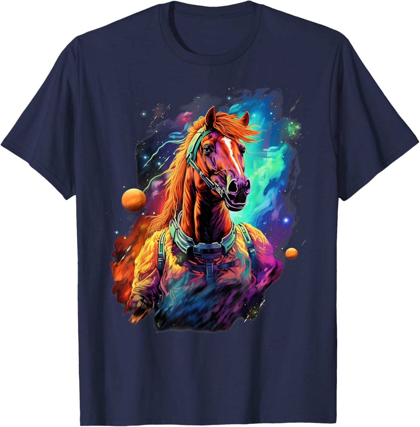 Space Aesthetic Horse Astronaut T-Shirt - T-Shirt | Navy