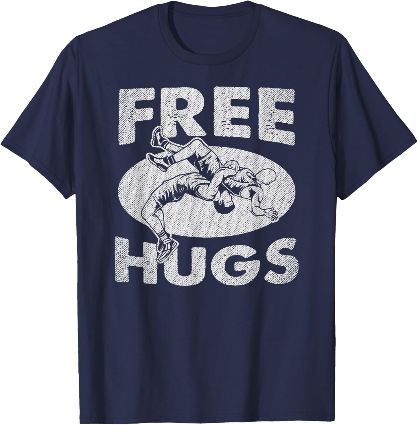 Wrestling - Funny Free Hugs Wrestling T-Shirt - T-Shirt | Navy
