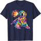 Golden Retriever Dog Colorful Art Image Shirt Lover T-Shirt - T-Shirt | Navy
