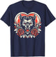 Valentine Werewolf: Lunar Love with Heart and Roses T-Shirt - T-Shirt | Navy