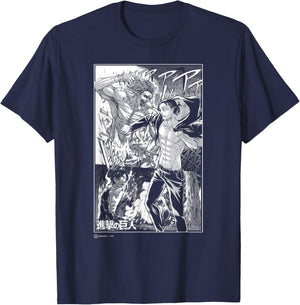 Attack on Titan Eren Yeager Titan Transformation Manga Style T-Shirt - T-Shirt | Navy