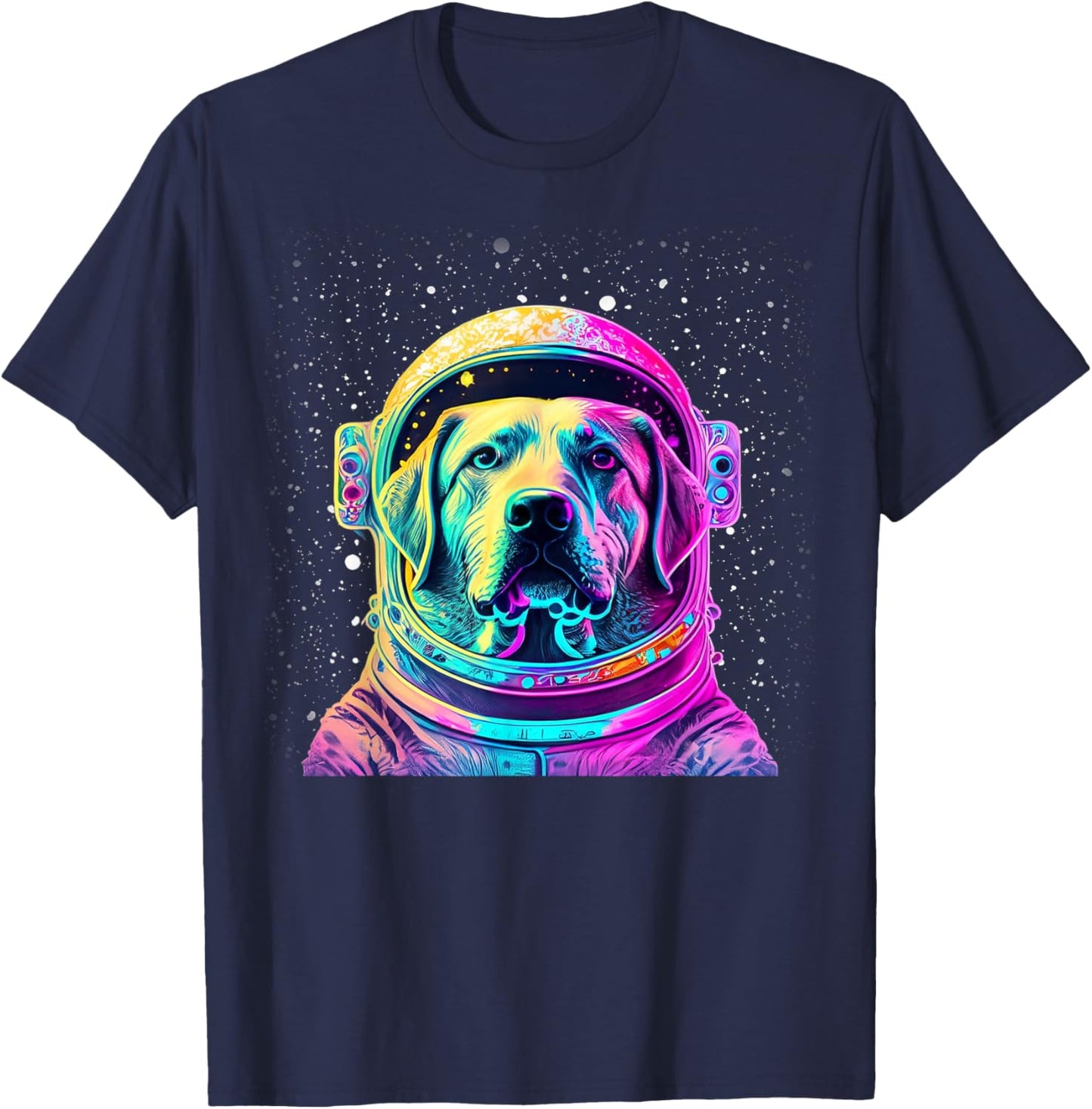 Space Dog: Labrador Astronaut Adventure Colorful Galaxy T-Shirt - T-Shirt | Navy