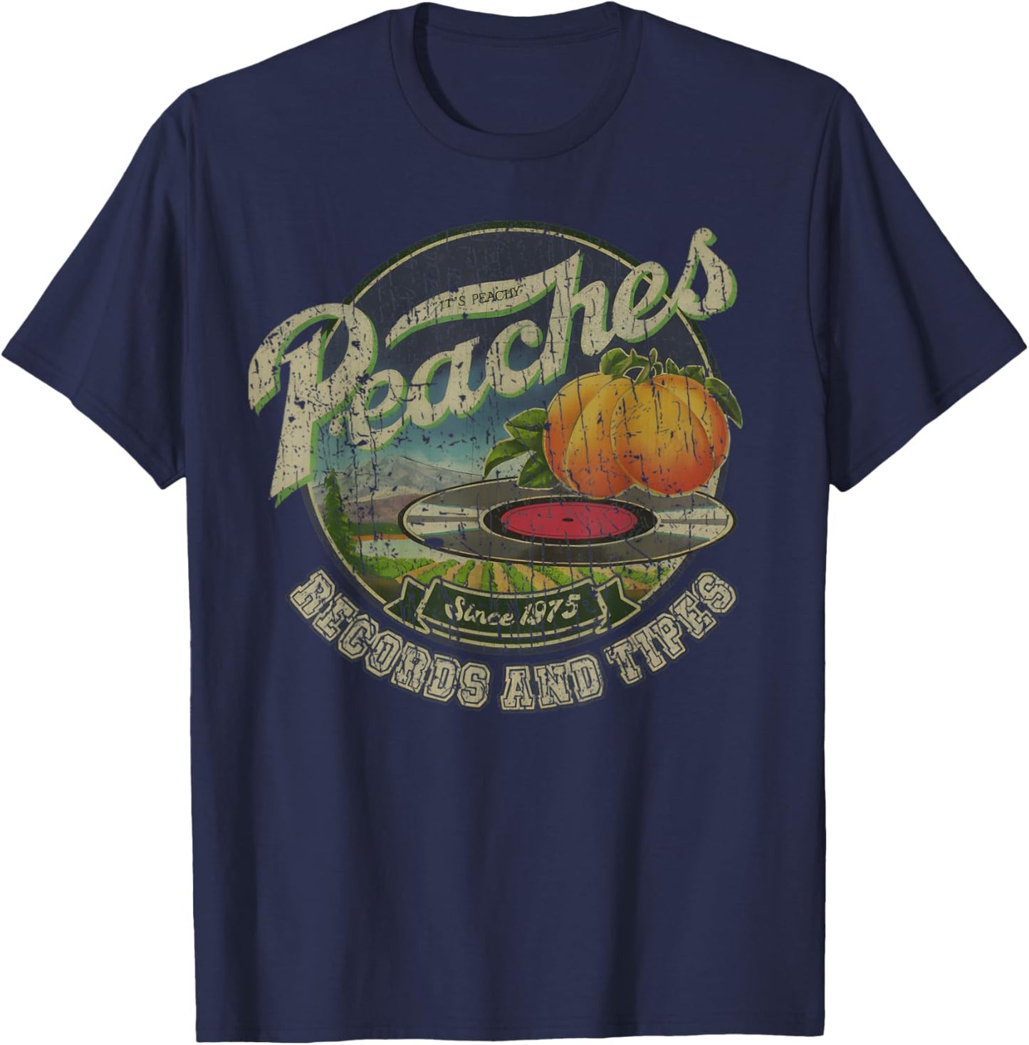 RETRO STYLE Peaches Records 70S Tapes T-Shirt - T-Shirt | Navy