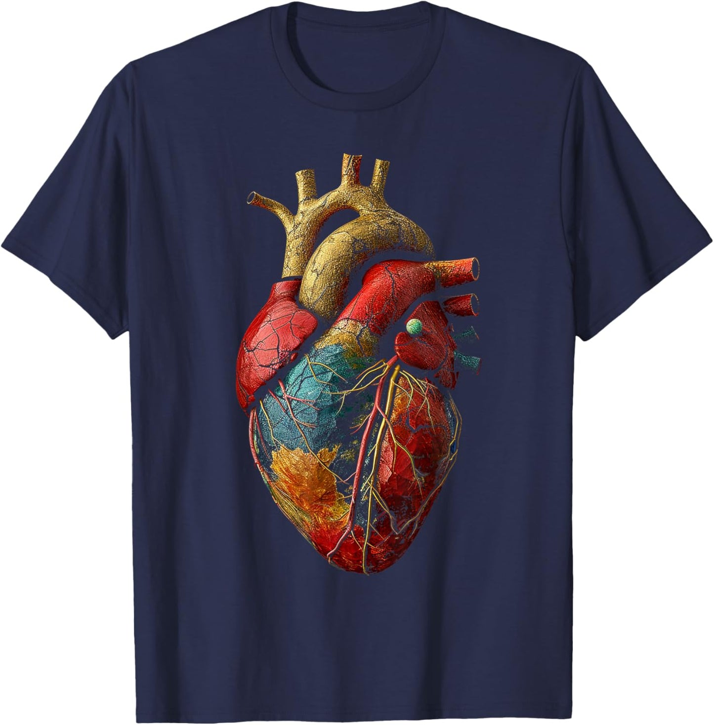 Heart Anatomical Graphic Artwork Heart T-Shirt - T-Shirt | Navy