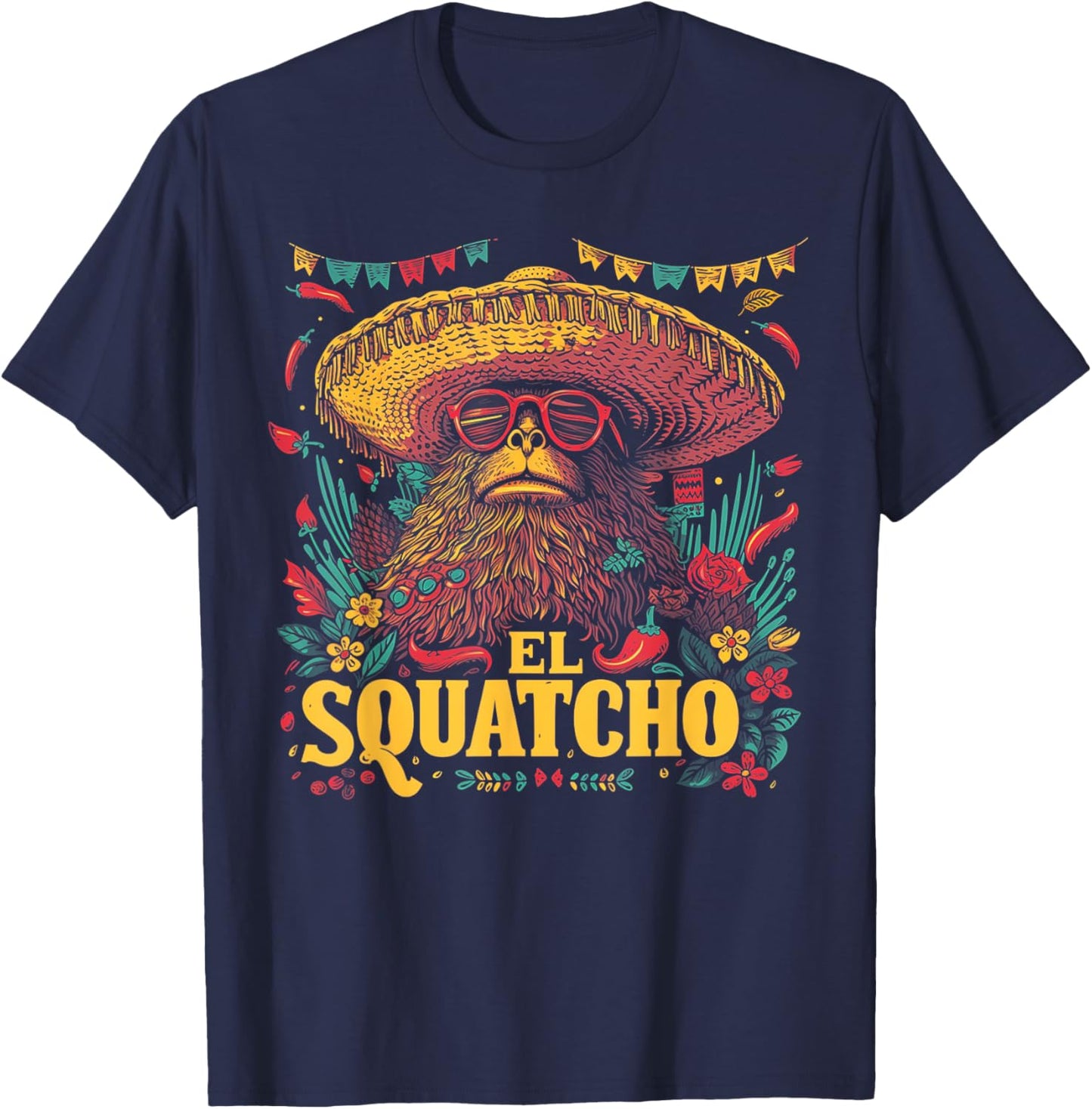 Bigfoot Sasquatch - Cinco De Mayo Mexican Sombrero Fiesta T-Shirt - T-Shirt | Navy