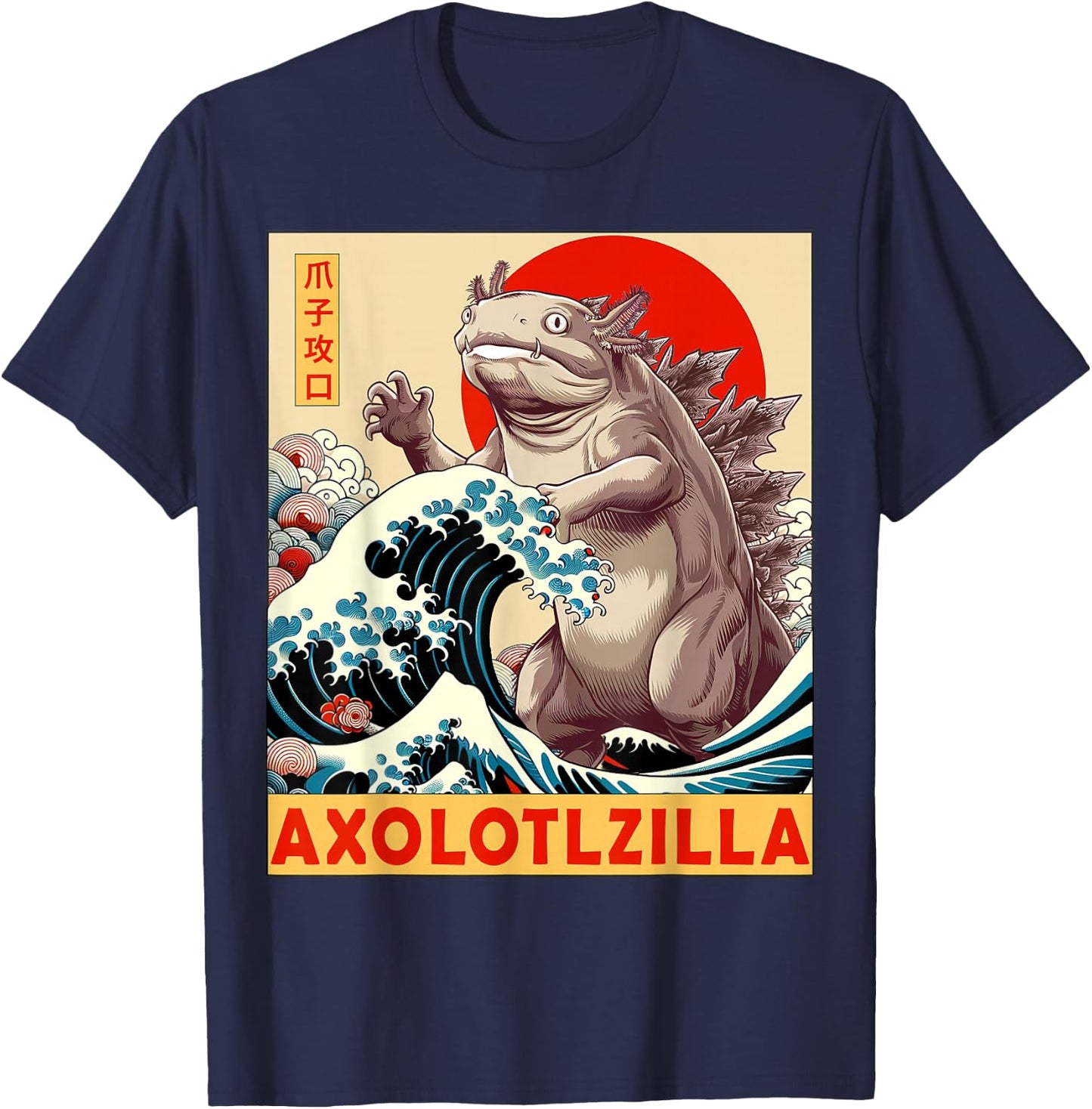 Axolotl Japanese Art Funny Axolotl Gifts Women Kid T-Shirt - T-Shirt | Navy