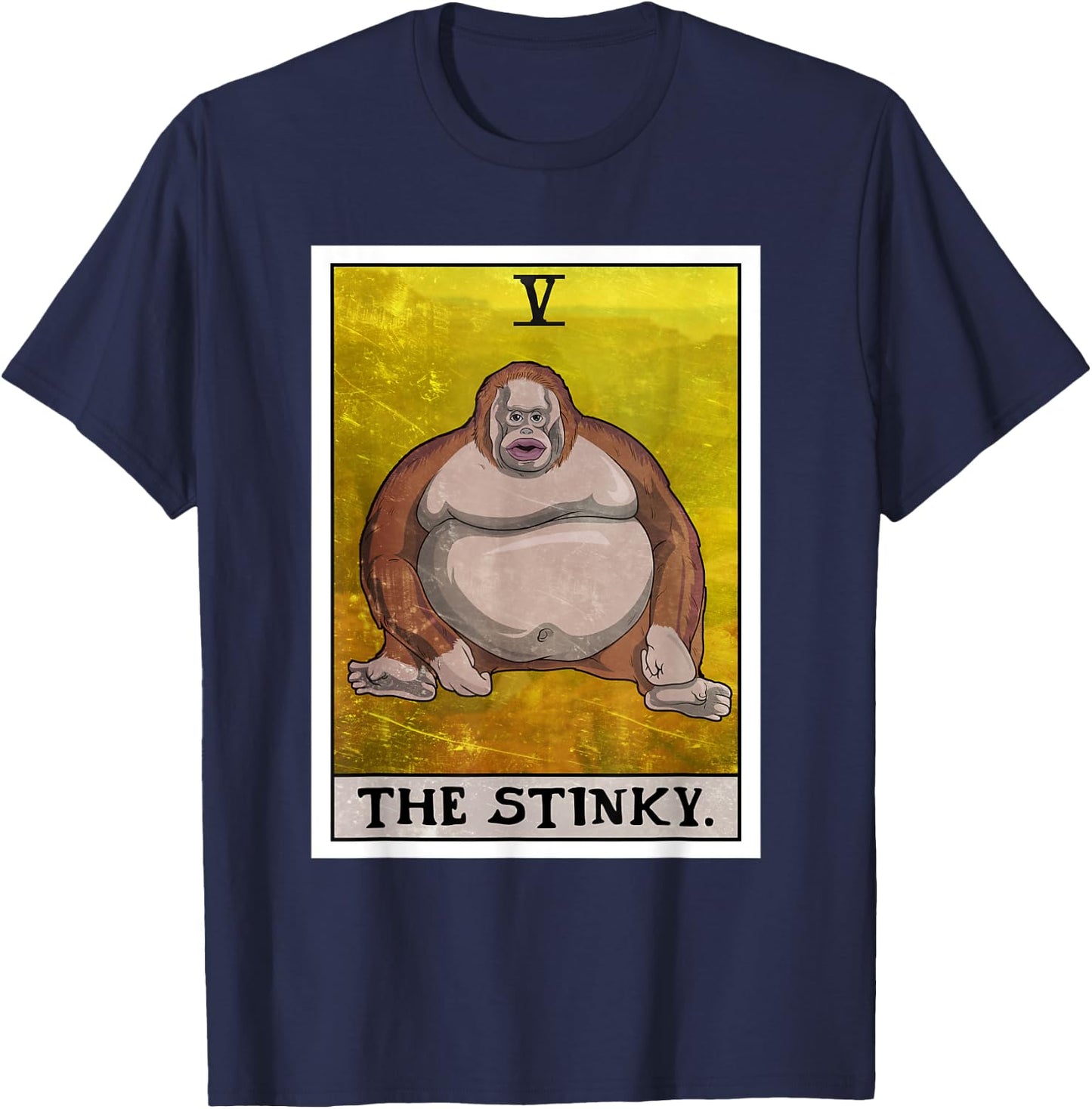 Th Stinky Meme Tarot Card Uh Oh Stinky Monkey T-Shirt - T-Shirt | Navy