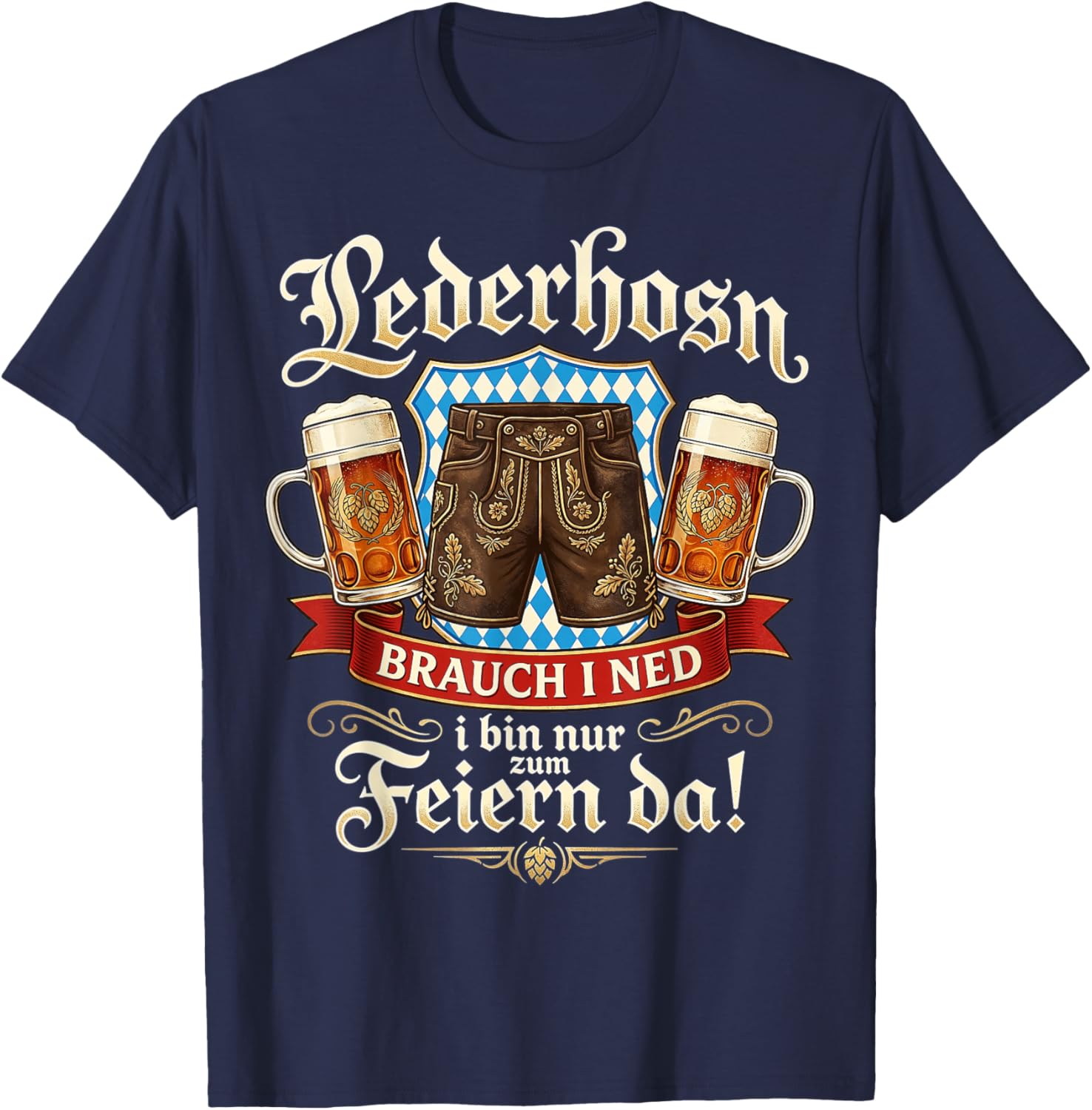 Passend für Oktoberfest Shirt Herren Trachtenshirt Trachten T-Shirt - T-Shirt | Navy