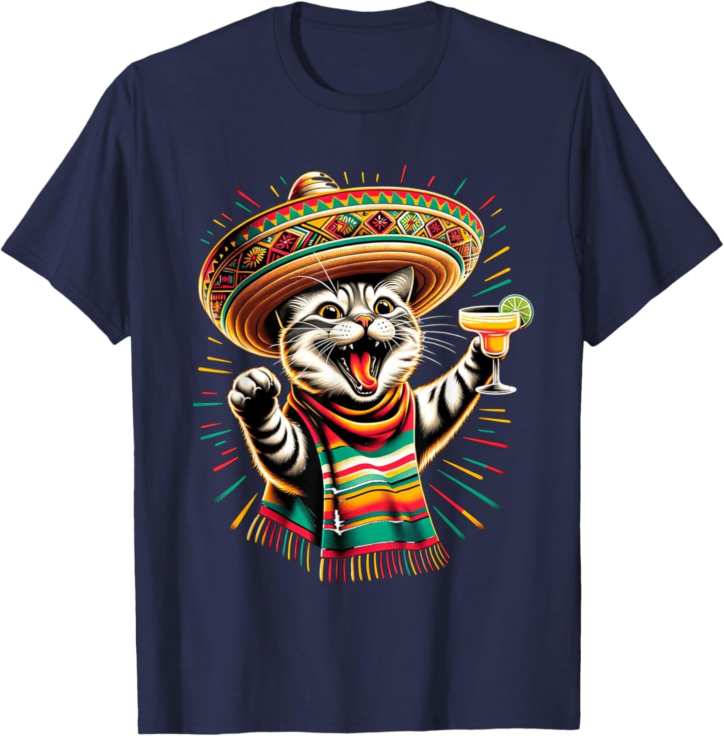 Mexican Cinco De Meow Sombrero Cat Cinco De Mayo Funny Cat Women T-Shirt - T-Shirt | Navy