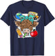 Highland Cow Teacher Farm Western Cute Cow Bandana Women Kids T-Shirt - T-Shirt | Navy