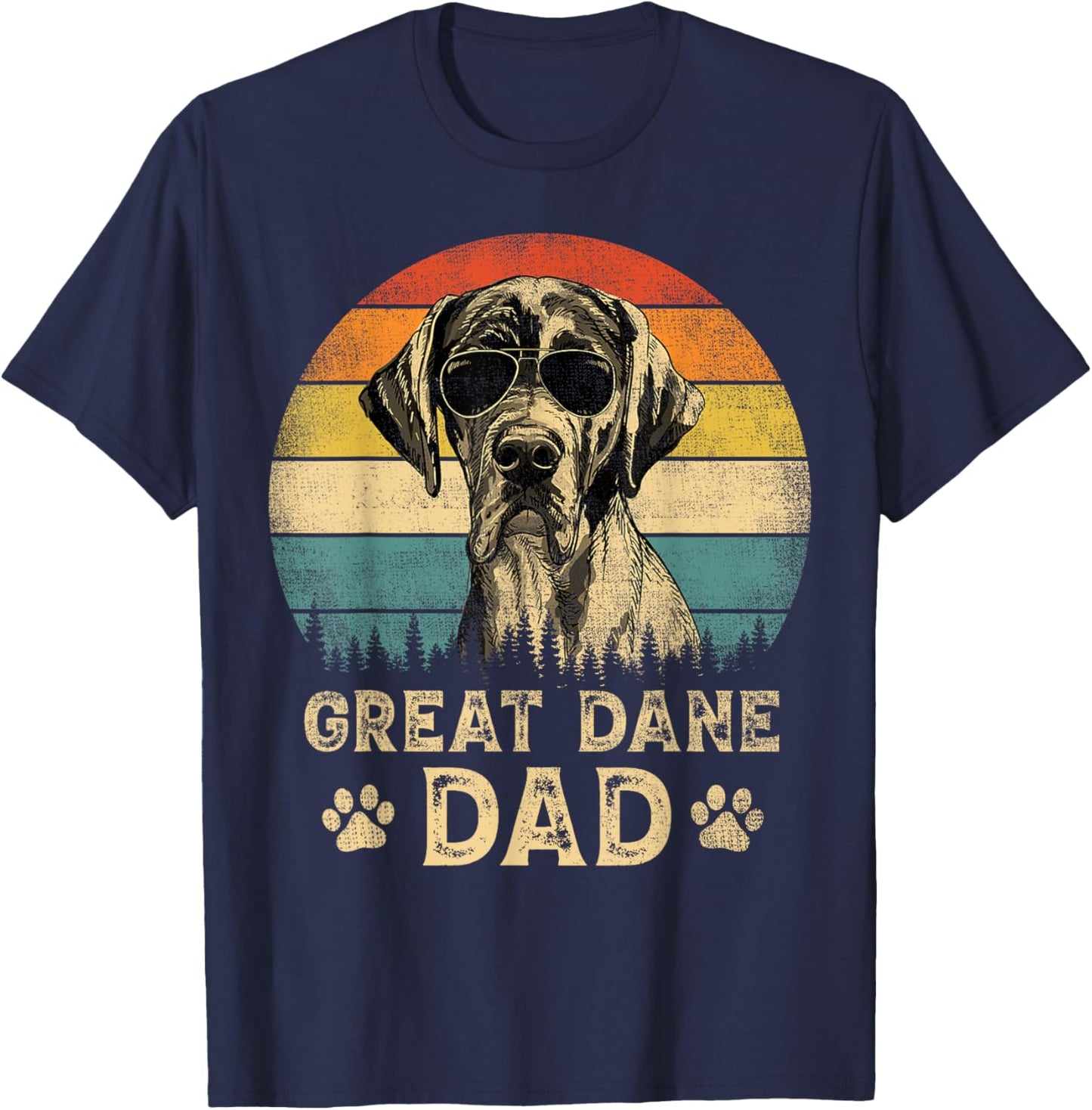 Vintage Great Dane Dad Dog Lovers Father's Day T-Shirt - T-Shirt | Navy
