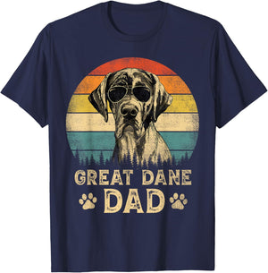 Vintage Great Dane Dad Dog Lovers Father's Day T-Shirt - T-Shirt | Navy