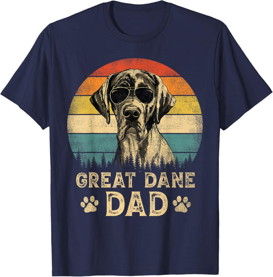 Vintage Great Dane Dad Dog Lovers Father's Day T-Shirt - T-Shirt | Navy