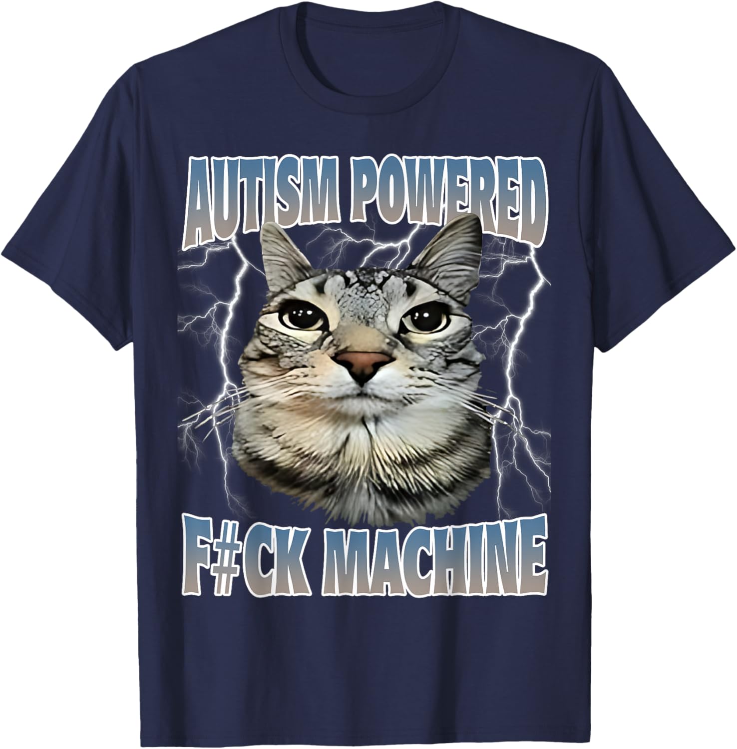 Autism Powered F#Ck Machine Funny Cat Meme Autistic Retro Women T-Shirt - T-Shirt | Navy