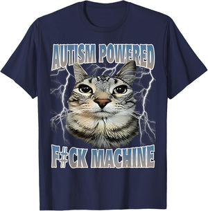 Autism Powered F#Ck Machine Funny Cat Meme Autistic Retro Women T-Shirt - T-Shirt | Navy