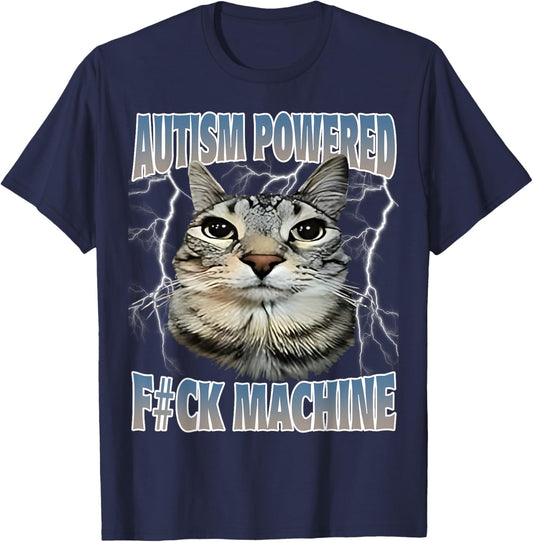 Autism Powered F#Ck Machine Funny Cat Meme Autistic Retro Women T-Shirt - T-Shirt | Navy