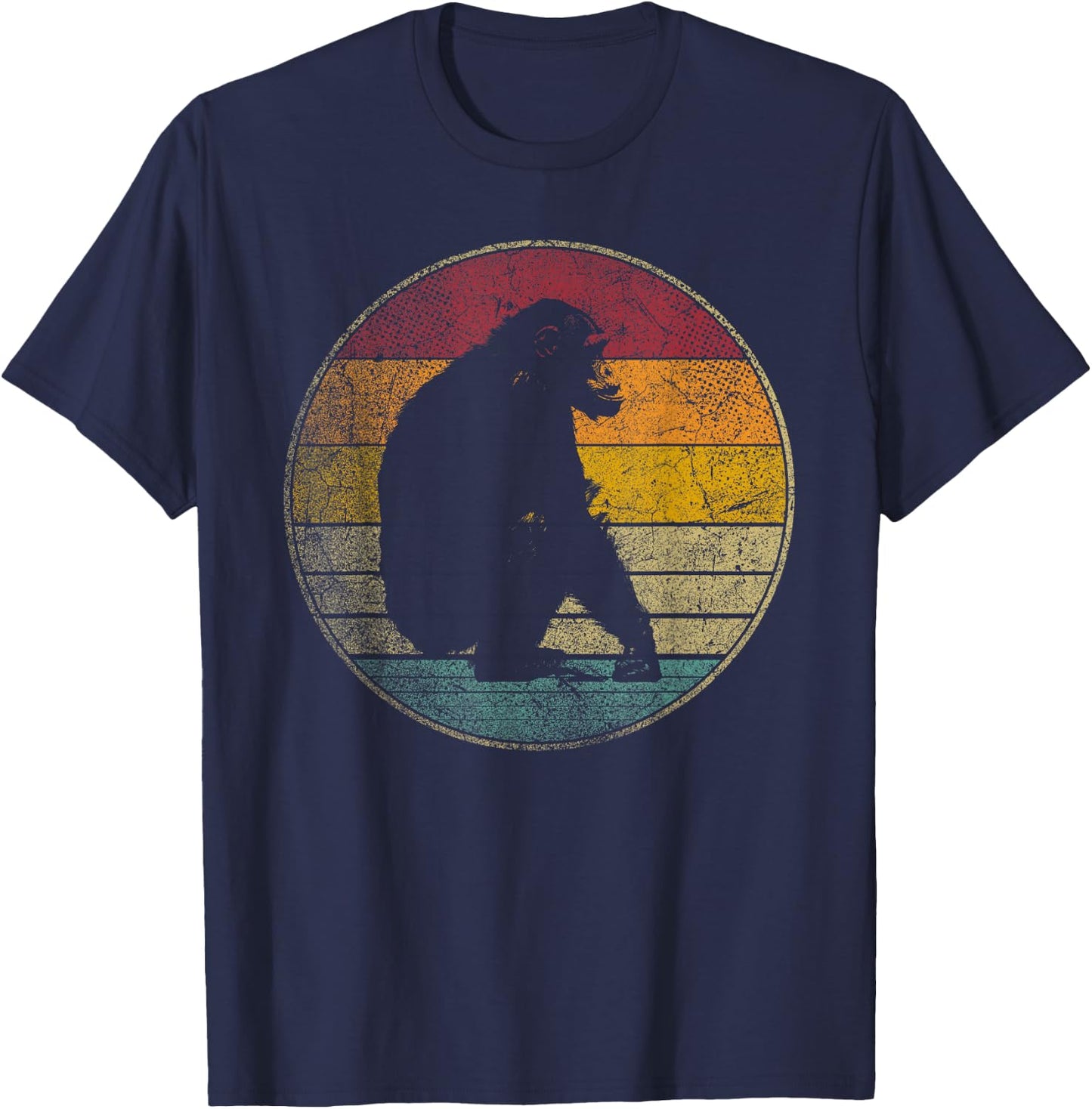 Chimpanzee Chimp Vintage Funny Retro Style 70s 80s Men Women T-Shirt - T-Shirt | Navy